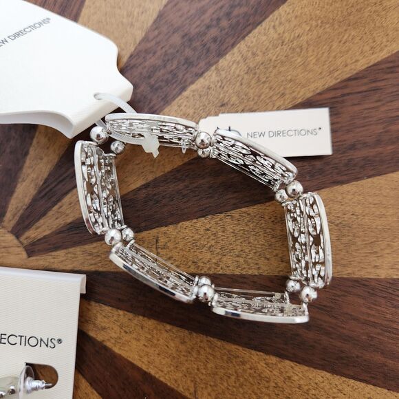 New Directions Jewelry Bundle Lot Hoop Earrings Silver Bracelet NWT Fashion - Picture 2 of 7